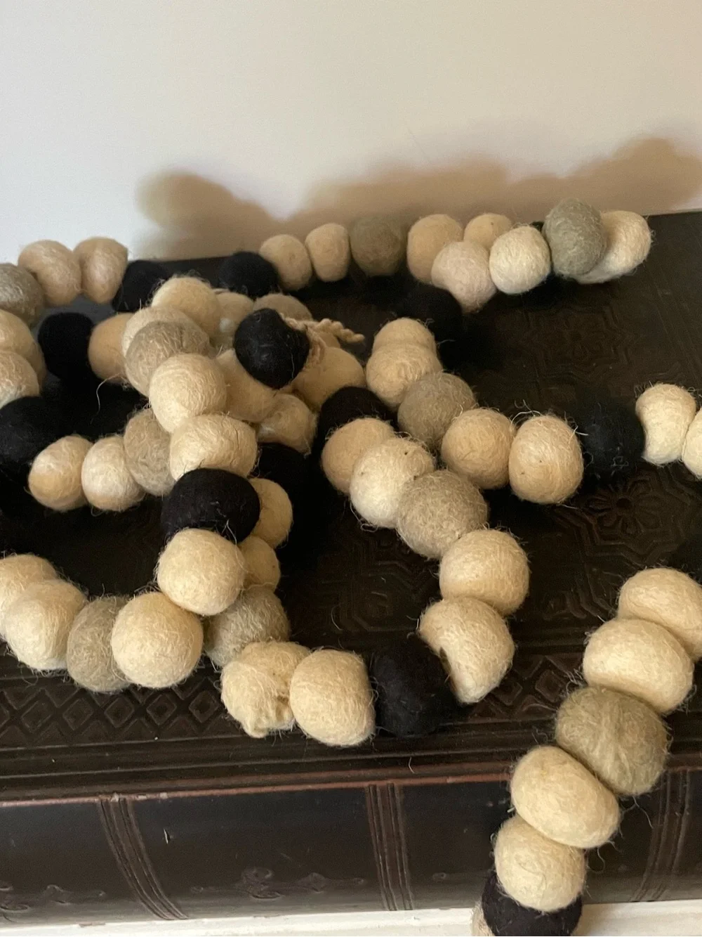 Wool Felt Black, White, Grey Pom Pom Garland